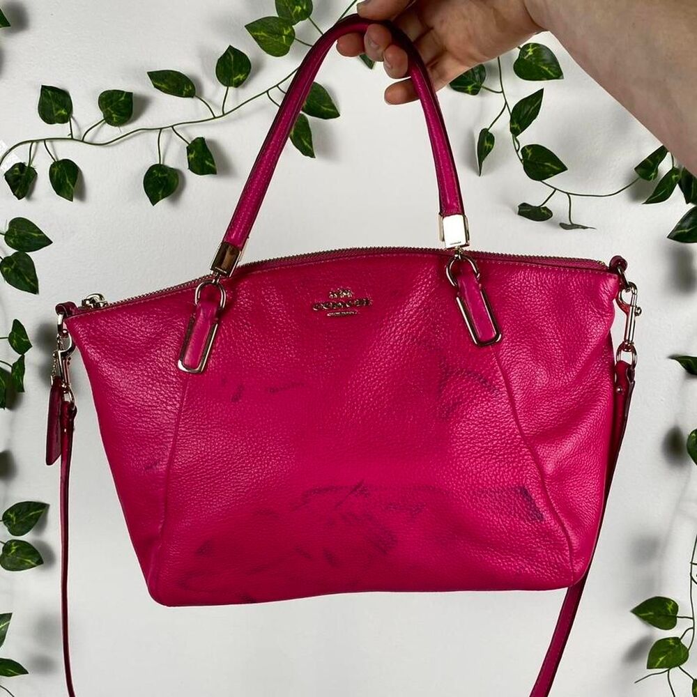 Coach Small Kelsey Satchel Pebble leather pink ruby gold hardware fuchsia 2015 h
